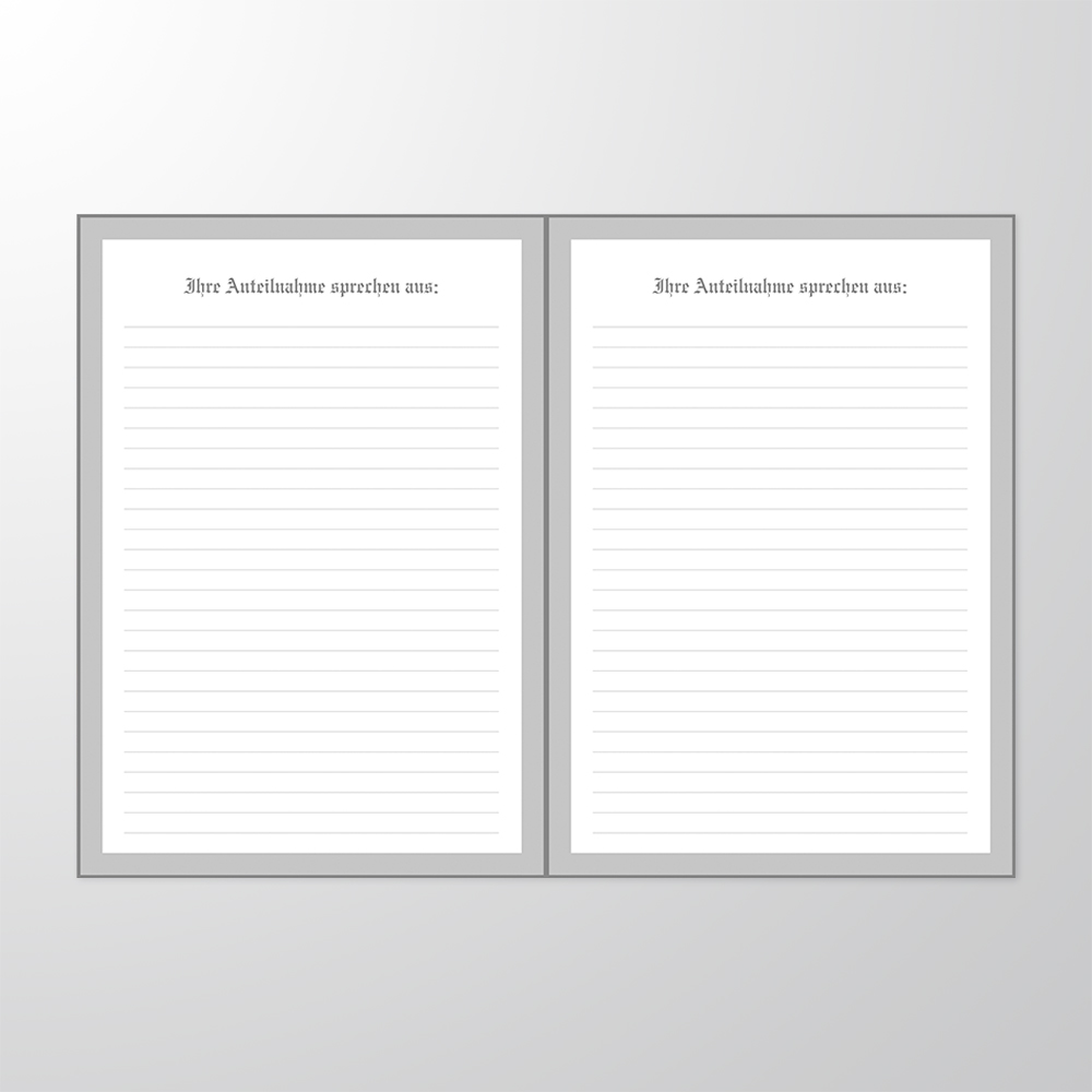 Zweiseitiges schlichtes Kondolenzpapier | Produkte für Bestatter © Elektronik Printing